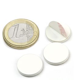 PAS-16-W disques métalliques autocollants blancs Ø 16 mm, contre-pièce pour aimants, ne sont pas des aimants !