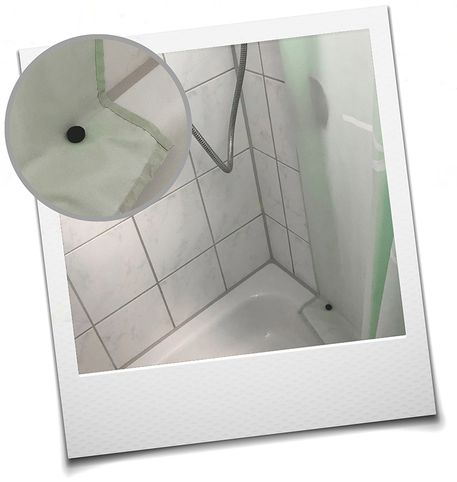 Schijfmagneet met rubber coating houdt douchegordijn op de juiste plek Schijfmagneet met rubber coating houdt douchegordijn op de juiste plek