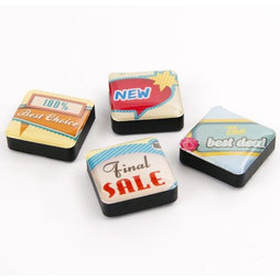 SALE-053/signs, Icons verkoop, decoratiemagneten vierkant, set van 4, in diverse stijlen