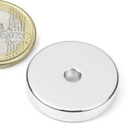 R-25-04-05-N, Ringmagneet Ø 25/4,2 mm, hoogte 5 mm, neodymium, N45, vernikkeld