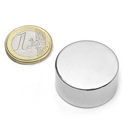 S-30-15-N, Schijfmagneet Ø 30 mm, hoogte 15 mm, neodymium, N42, vernikkeld