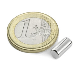 S-05-10-N, Staafmagneet Ø 5 mm, hoogte 10 mm, neodymium, N45, vernikkeld