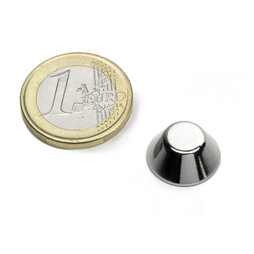 CN-15-08-06-N, Konische magneet Ø 15/8 mm, hoogte 6 mm, neodymium, N42, vernikkeld