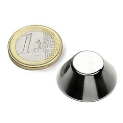 CN-25-13-10-N, Konische magneet Ø 25/13 mm, hoogte 10 mm, neodymium, N38, vernikkeld