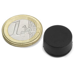 S-15-08-R, Schijfmagneet Ø 16,8 mm, Dikte 9,4 mm, neodymium, N42, rubber gecoat