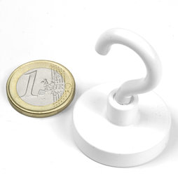 FTNW-32, Hook magnet white, Ø 32,3 mm, powder-coated, thread M5
