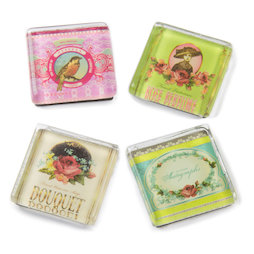 SALE-095, Bouquet, koelkastmagneten met bloemboeketten, set van 4