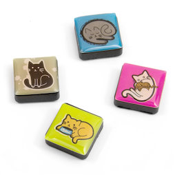 SALE-053/cats, Icons katten, decoratiemagneten vierkant, set van 4, in diverse stijlen