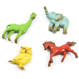 SALE-104, Zoo Magnets, koelkastmagneten in used look, set van 4