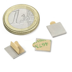 Q-10-10-01-STIC, Parallélépipède magnétique (autocollant) 10 x 10 x 1 mm, néodyme, N35, nickelé