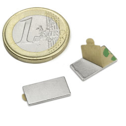 Q-15-08-01-STIC, Blokmagneet (zelfklevend) 15 x 8 x 1 mm, neodymium, N35, vernikkeld