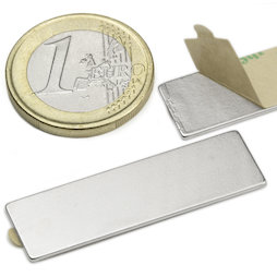 Blokmagneet (zelfklevend) 40 x 12 x 1 mm