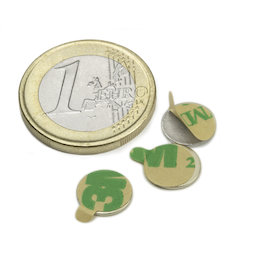 S-9.5-0.75-STIC, Schijfmagneet (zelfklevend) Ø 9,5 mm, hoogte 0,75 mm, neodymium, N35, vernikkeld