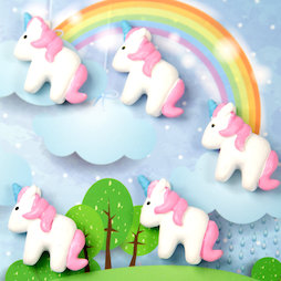 LIV-115, Licorne, aimants décoratifs en forme de licorne, blanc-rose, lot de 5