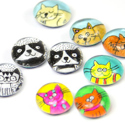 LIV-121, Chats, aimants pour réfrigérateur faits main, lot de 3