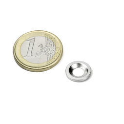 MD-12, Metalen schijfje met verzonken gat, Ø 12 mm, als tegenstuk voor magneten, geen magneet!