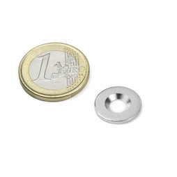 MD-15, Metalen schijfje met verzonken gat, Ø 15 mm, als tegenstuk voor magneten, geen magneet!
