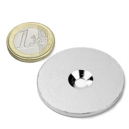 MD-42, Metalen schijf met verzonken gat Ø 42 mm, als tegenstuk voor magneten, geen magneet!