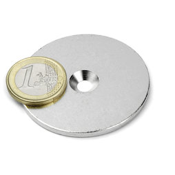 MD-50, Metalen schijf met verzonken gat Ø 50 mm, als tegenstuk voor magneten, geen magneet!