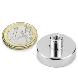 TCN-25, Magnete con base in acciaio con boccola filettata, Ø 25 mm, filettatura M4