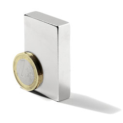 Q-50-25-10-LN, Blokmagneet 50 x 25 x 10 mm, neodymium, N40, vernikkeld