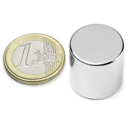 S-20-20-N, Schijfmagneet Ø 20 mm, hoogte 20 mm, neodymium, N42, vernikkeld