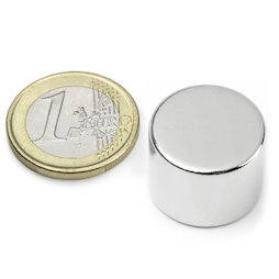 S-20-15-N, Schijfmagneet Ø 20 mm, hoogte 15 mm, neodymium, N42, vernikkeld