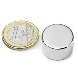 S-20-12-N, Schijfmagneet Ø 20 mm, hoogte 12 mm, neodymium, N42, vernikkeld