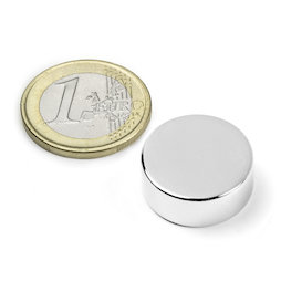 S-20-08-N, Schijfmagneet Ø 20 mm, hoogte 8 mm, neodymium, N42, vernikkeld