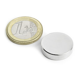 S-20-06-N, Schijfmagneet Ø 20 mm, hoogte 6 mm, neodymium, N42, vernikkeld
