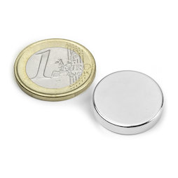 S-20-04-N, Schijfmagneet Ø 20 mm, hoogte 4 mm, neodymium, N42, vernikkeld