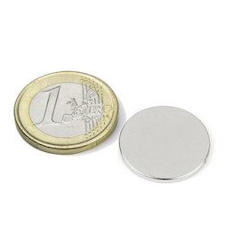 S-20-1.5-N, Schijfmagneet Ø 20 mm, hoogte 1,5 mm, neodymium, N38, vernikkeld