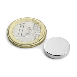 S-15-03-N, Schijfmagneet Ø 15 mm, hoogte 3 mm, neodymium, N45, vernikkeld