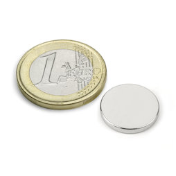 S-15-02-N, Schijfmagneet Ø 15 mm, hoogte 2 mm, neodymium, N40, vernikkeld