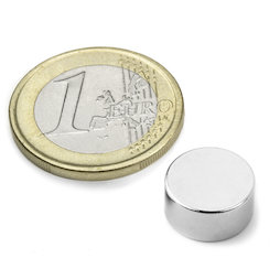 S-12-06-DN, Schijfmagneet Ø 12 mm, hoogte 6 mm, neodymium, N42, vernikkeld, diametral gemagnetiseerd