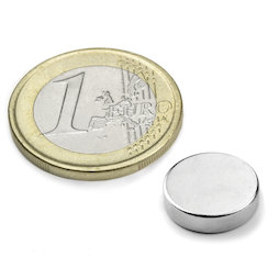 S-12-03-N, Schijfmagneet Ø 12 mm, hoogte 3 mm, neodymium, N45, vernikkeld