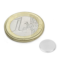 S-10-1.5-N, Schijfmagneet Ø 10 mm, hoogte 1,5 mm, neodymium, N42, vernikkeld