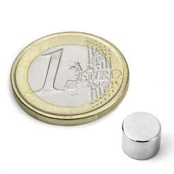 S-08-06-N52N, Schijfmagneet Ø 8 mm, hoogte 6 mm, neodymium, N52, vernikkeld