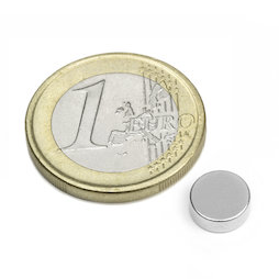 S-08-03-N, Schijfmagneet Ø 8 mm, hoogte 3 mm, neodymium, N45, vernikkeld