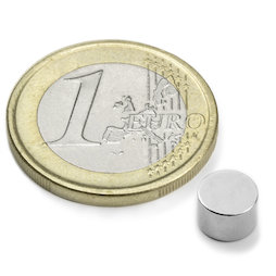 S-06-04-N, Schijfmagneet Ø 6 mm, hoogte 4 mm, neodymium, N45, vernikkeld