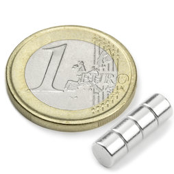 S-05-03-N, Schijfmagneet Ø 5 mm, hoogte 3 mm, neodymium, N42, vernikkeld