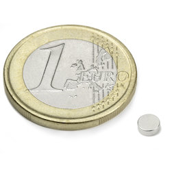 S-04-1.5-N, Schijfmagneet Ø 4 mm, hoogte 1,5 mm, neodymium, N45, vernikkeld