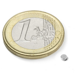 S-2.5-01-N52N, Schijfmagneet Ø 2,5 mm, hoogte 1 mm, neodymium, N52, vernikkeld