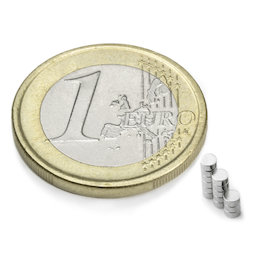 S-02-01-N, Schijfmagneet Ø 2 mm, hoogte 1 mm, neodymium, N48, vernikkeld