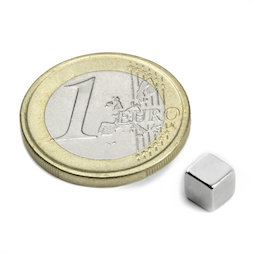 W-05-N, Würfelmagnet 5 mm, Neodym, N42, vernickelt