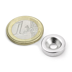 CS-S-15-04-N, Schijfmagneet Ø 15 mm, hoogte 4 mm, met verzonken gat, N35, vernikkeld