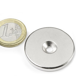 CS-S-34-04-N, Schijfmagneet Ø 34 mm, hoogte 4 mm, met verzonken gat, N35, vernikkeld