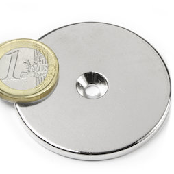 CS-S-50-04-N, Schijfmagneet Ø 50 mm, hoogte 4 mm, met verzonken gat, N35, vernikkeld
