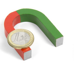 EDU-3, Hoefijzer klein, 50 x 40 mm, van AlNiCo5, rood-groen gemoffeld