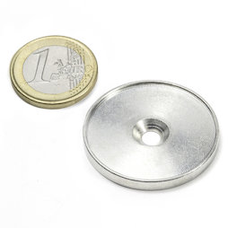 MSD-33, Metalen schijf met rand en verzonken schroefgat M4, Binnendiameter 33 mm, als tegenstuk voor magneten, geen magneet!